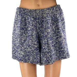 Something Navy Women's Blue Merino Wool Wide Leg Casual Lounge Sweat Shorts Sz L